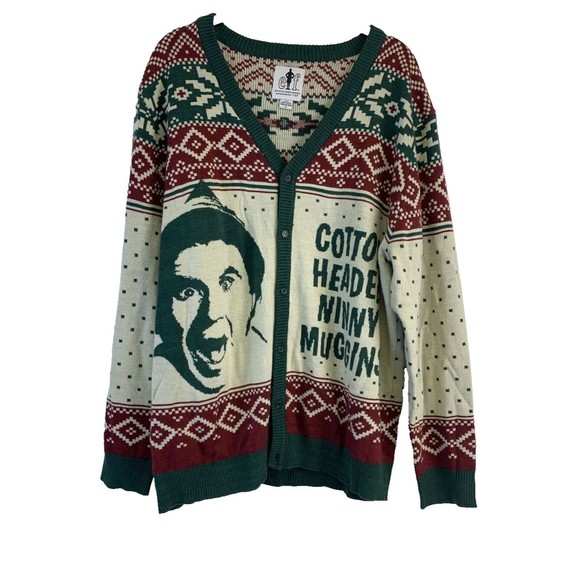 ELF Sweaters Elf Sweater Cardigan Button Cotton Headed Ninny